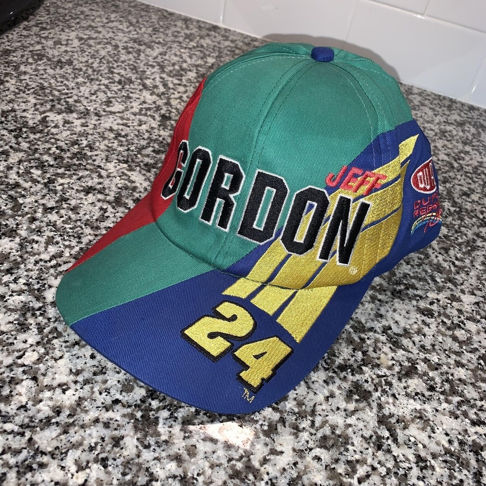 Vintage Jeff Gordon Hat Cap Snap Back Mens One Size Multi Color NASCAR 24 DuPont